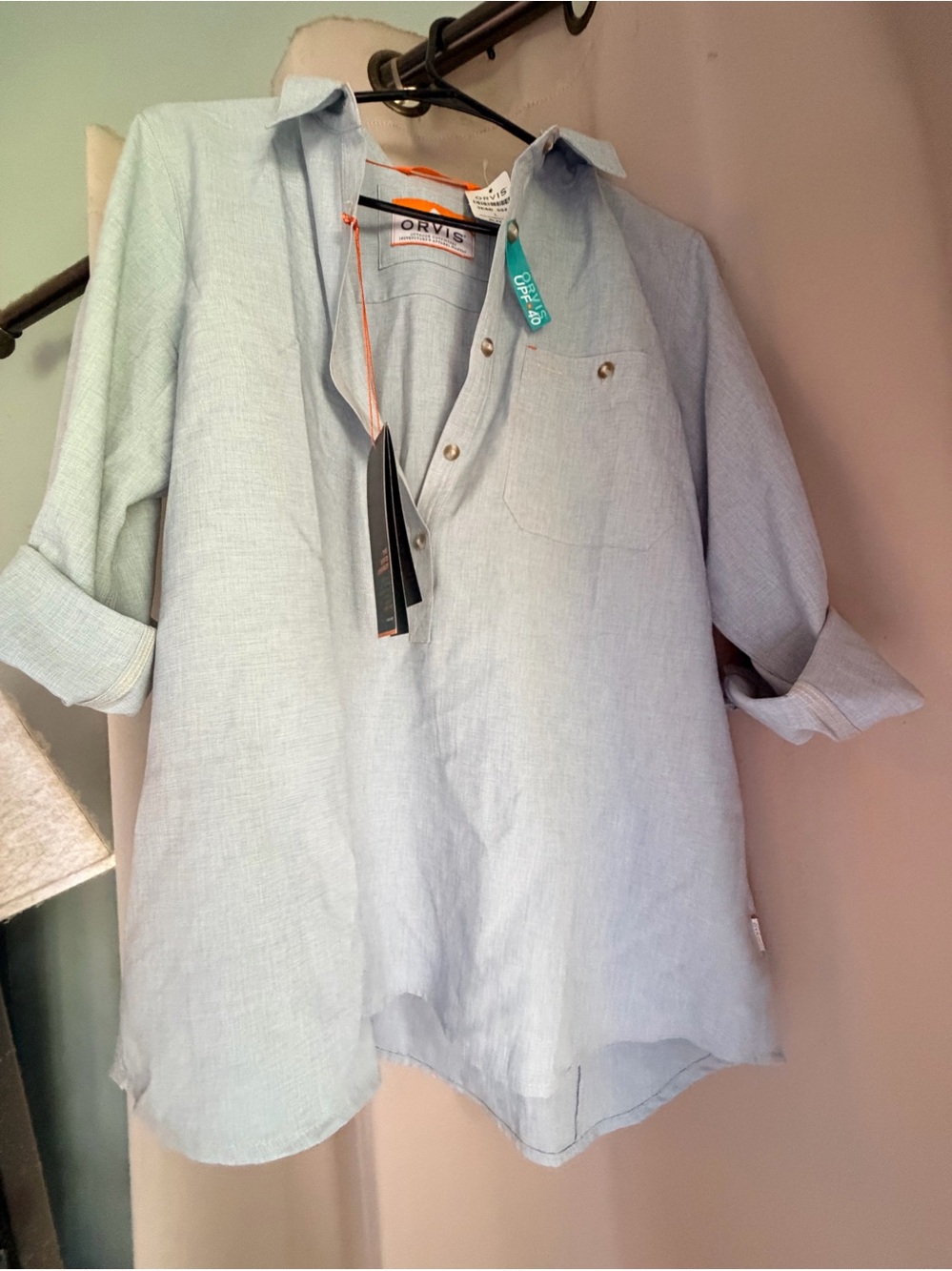 Orvis Chambray Popover- L NWT